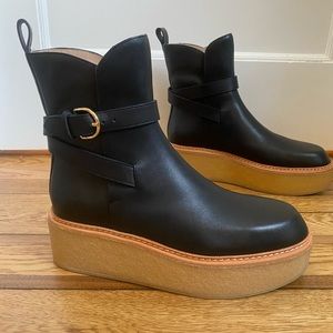 Ulla Johnson Lennox Ankle Boots Black Platform Designer New Size 38.5 / 8